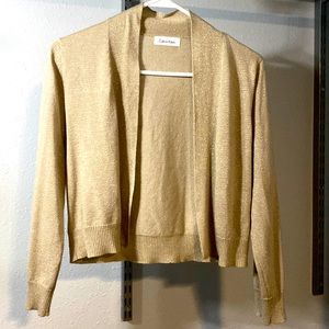 Gold shimmer, Calvin Klein size large cropped cardigan